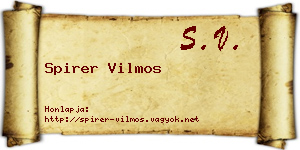 Spirer Vilmos névjegykártya